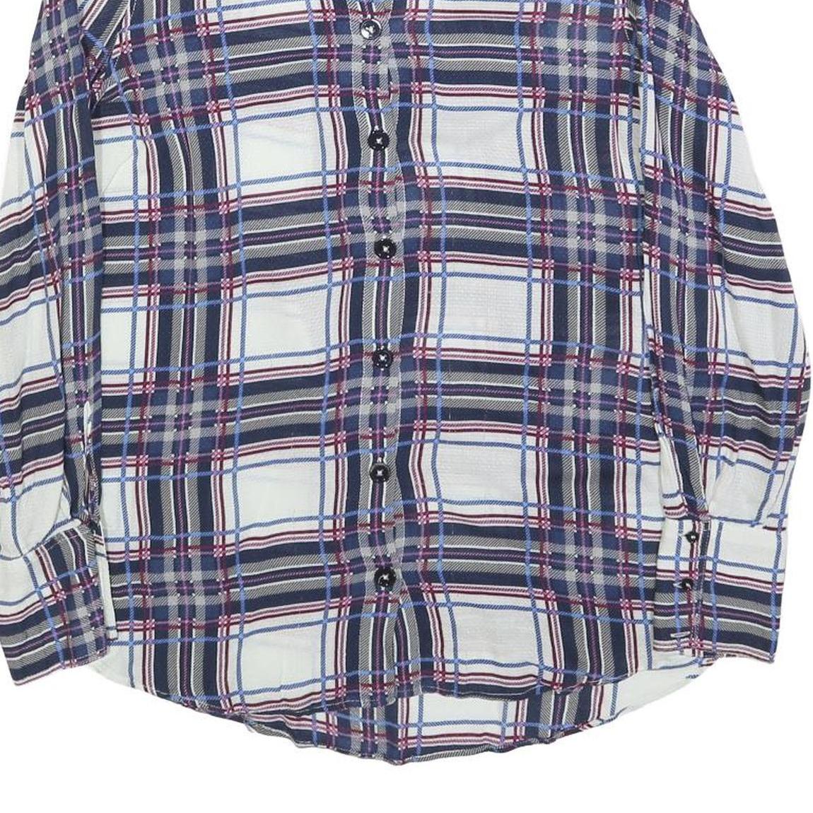 MASSIMO DUTTI Womens Blue Plaid Shirt S Check Button-Up Long Sleeve
