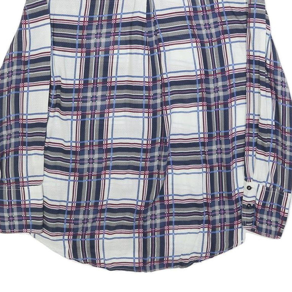 MASSIMO DUTTI Womens Blue Plaid Shirt S Check Button-Up Long Sleeve