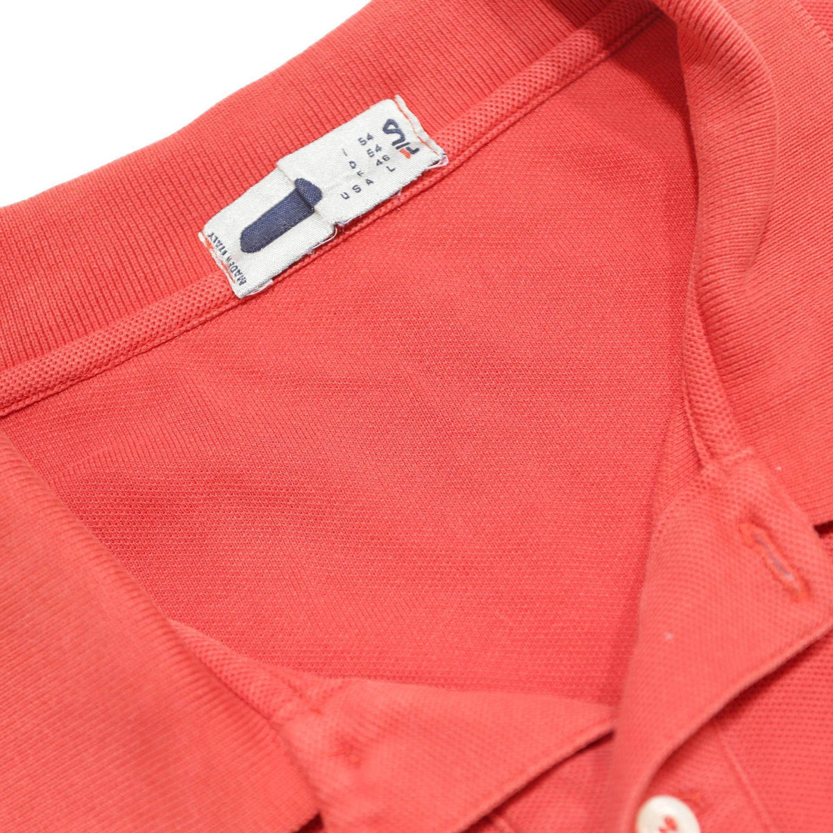 FILA Mens Red Short Sleeve Plain Polo Shirt L Classic Cotton Tee