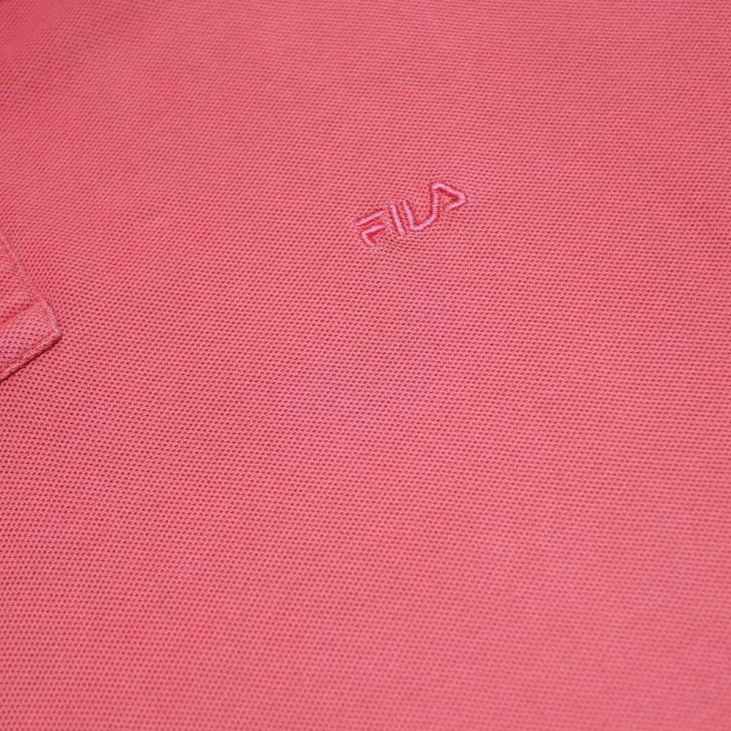 FILA Mens Red Short Sleeve Plain Polo Shirt L Classic Cotton Tee