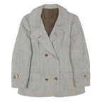 REBECCA Womens Grey Wool Blend Button Jacket S Woven Classic Stylish Warm