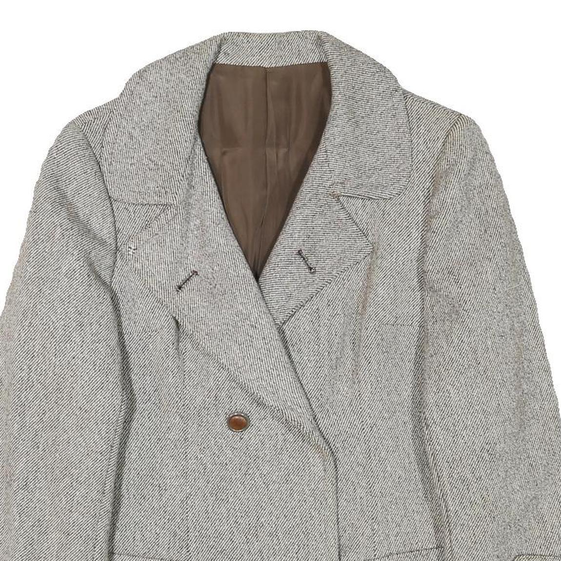 REBECCA Womens Grey Wool Blend Button Jacket S Woven Classic Stylish Warm