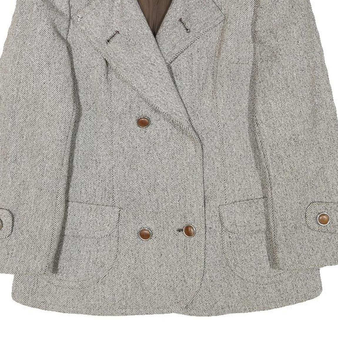 REBECCA Womens Grey Wool Blend Button Jacket S Woven Classic Stylish Warm