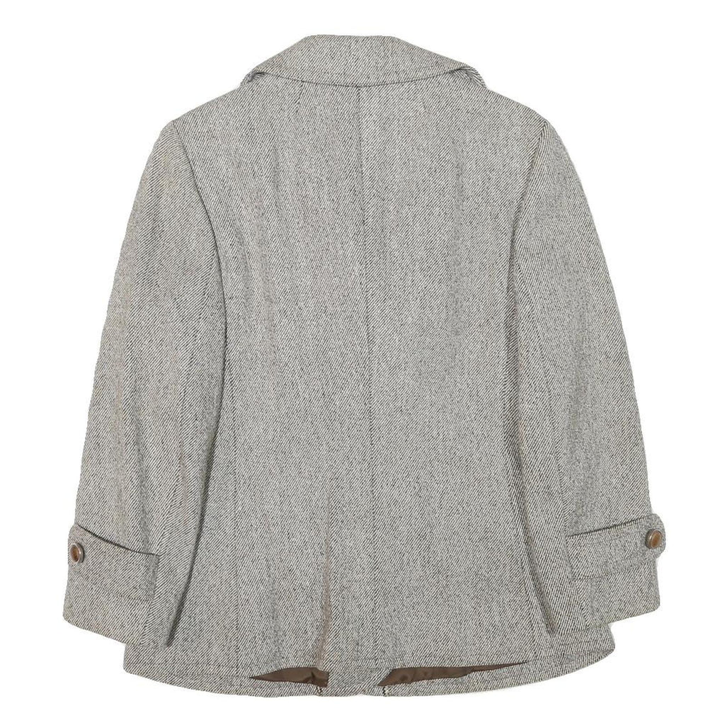 REBECCA Womens Grey Wool Blend Button Jacket S Woven Classic Stylish Warm