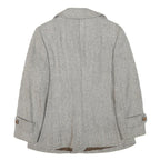 REBECCA Womens Grey Wool Blend Button Jacket S Woven Classic Stylish Warm