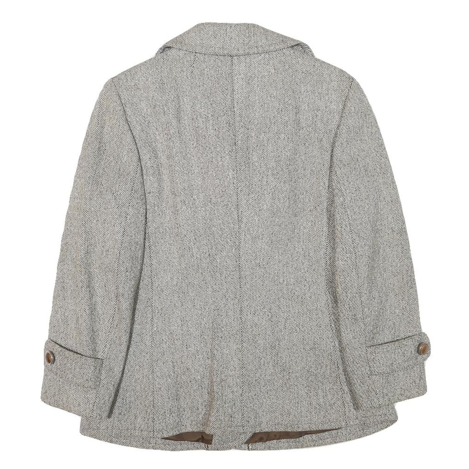 REBECCA Womens Grey Wool Blend Button Jacket S Woven Classic Stylish Warm