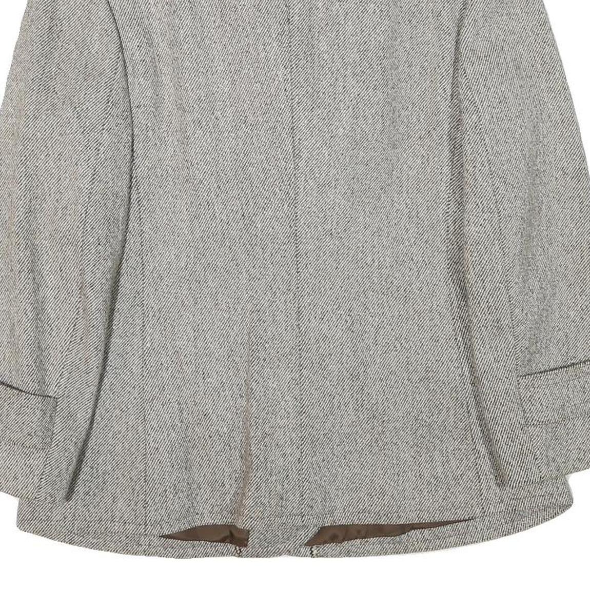 REBECCA Womens Grey Wool Blend Button Jacket S Woven Classic Stylish Warm