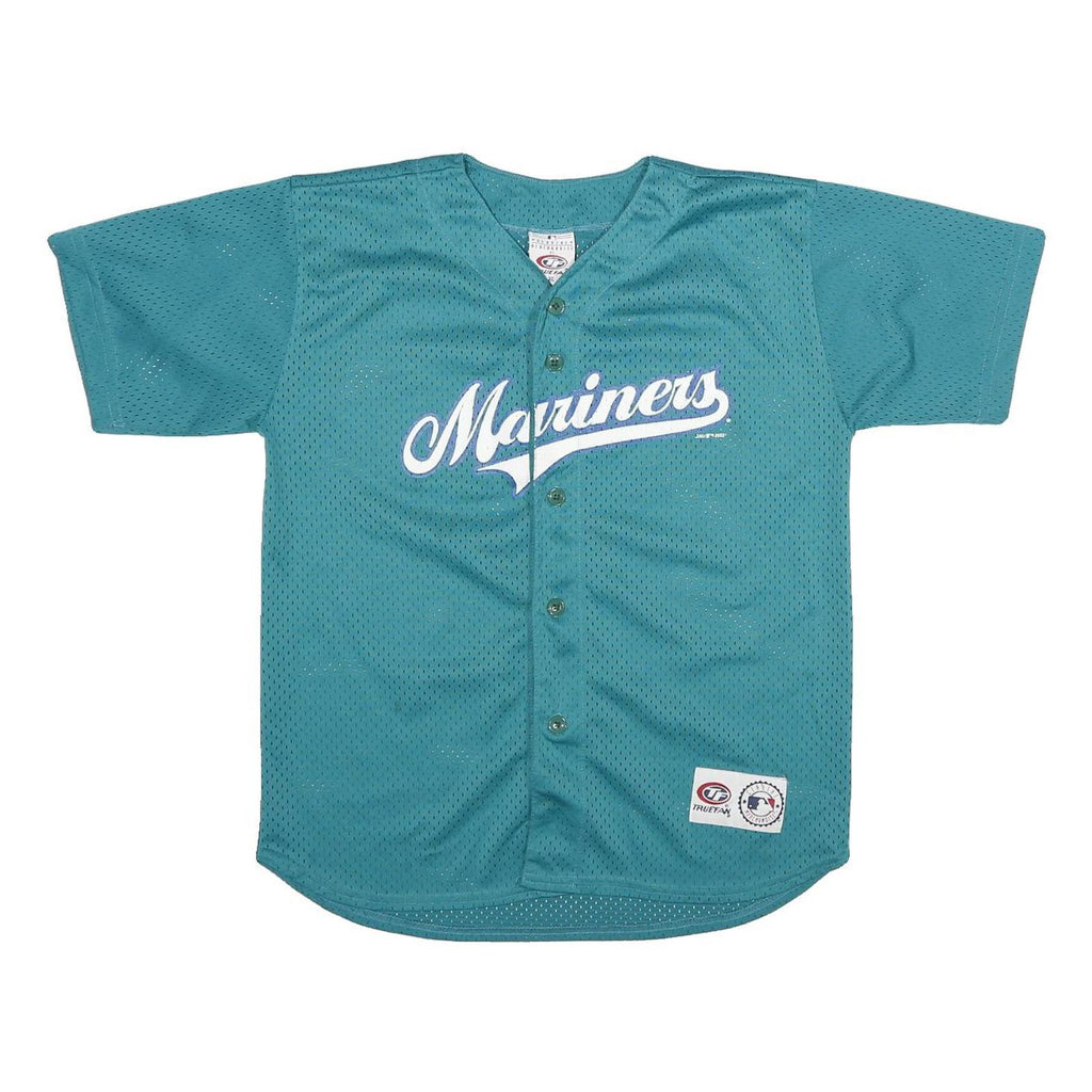 TRUEFAN Mens Blue Mariners Baseball T-Shirt XL Short Sleeve V-Neck Sports