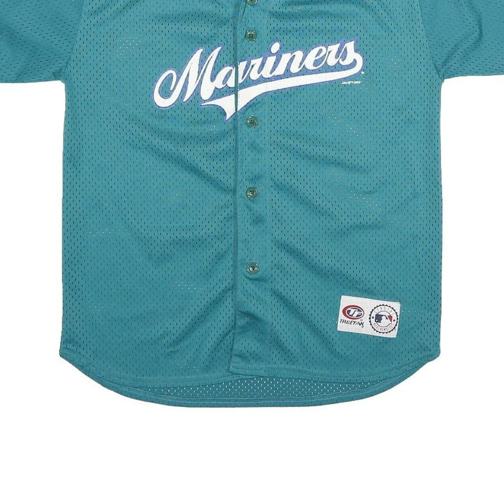TRUEFAN Mens Blue Mariners Baseball T-Shirt XL Short Sleeve V-Neck Sports