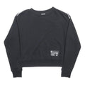 CHAMPION Womens Black Tape Logo Crew Neck Sweatshirt S Cotton Blend Casual