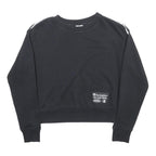 CHAMPION Womens Black Tape Logo Crew Neck Sweatshirt S Cotton Blend Casual