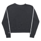 CHAMPION Womens Black Tape Logo Crew Neck Sweatshirt S Cotton Blend Casual
