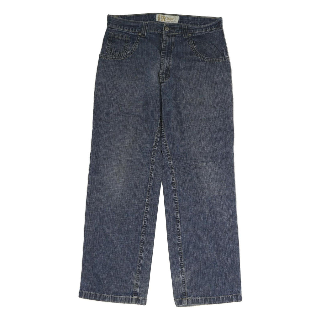 CLUSIO Mens Regular Fit Blue Denim Jeans W32 L30 Classic Cotton Zip Pockets