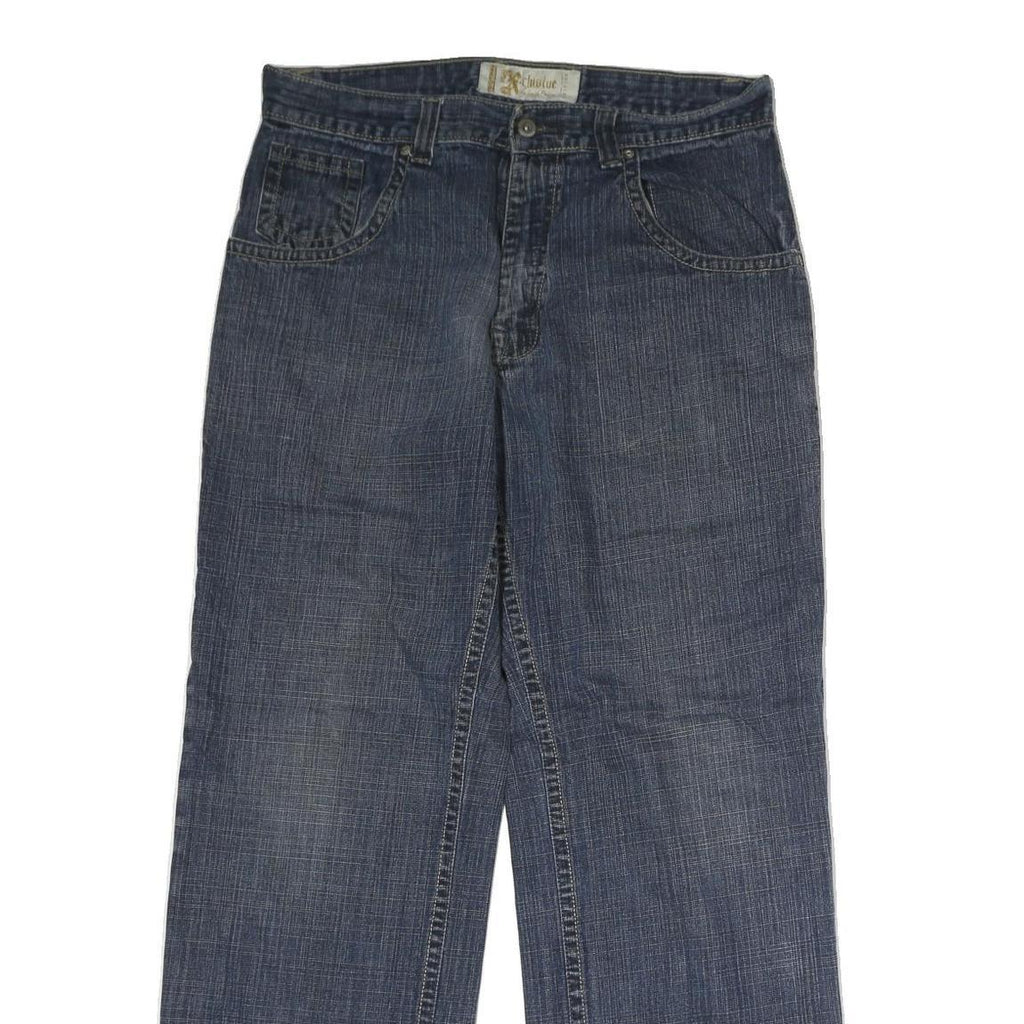 CLUSIO Mens Regular Fit Blue Denim Jeans W32 L30 Classic Cotton Zip Pockets