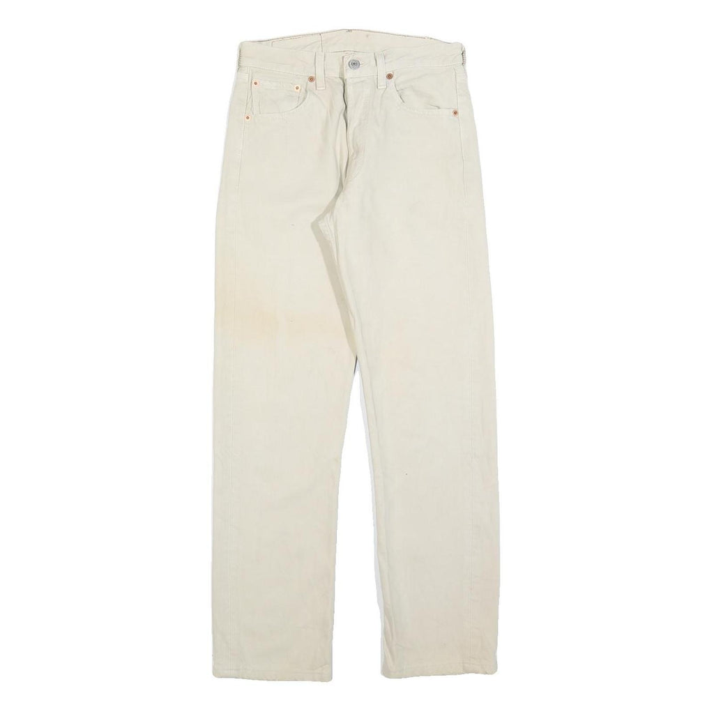 LEVI'S 501 Womens Jeans Cream Regular Straight Denim W28 L28 Classic Button Fly