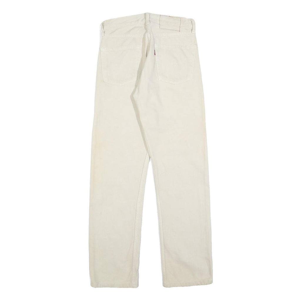 LEVI'S 501 Womens Jeans Cream Regular Straight Denim W28 L28 Classic Button Fly