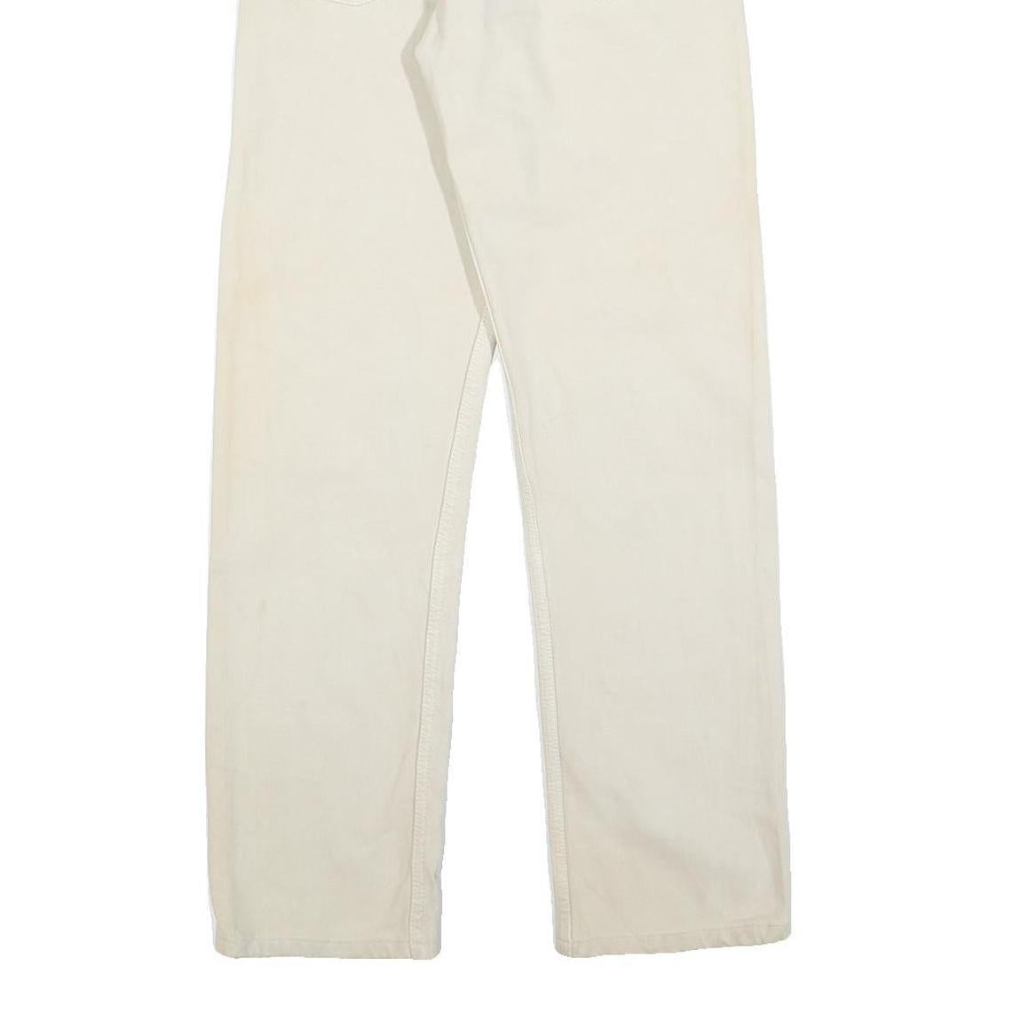 LEVI'S 501 Womens Jeans Cream Regular Straight Denim W28 L28 Classic Button Fly
