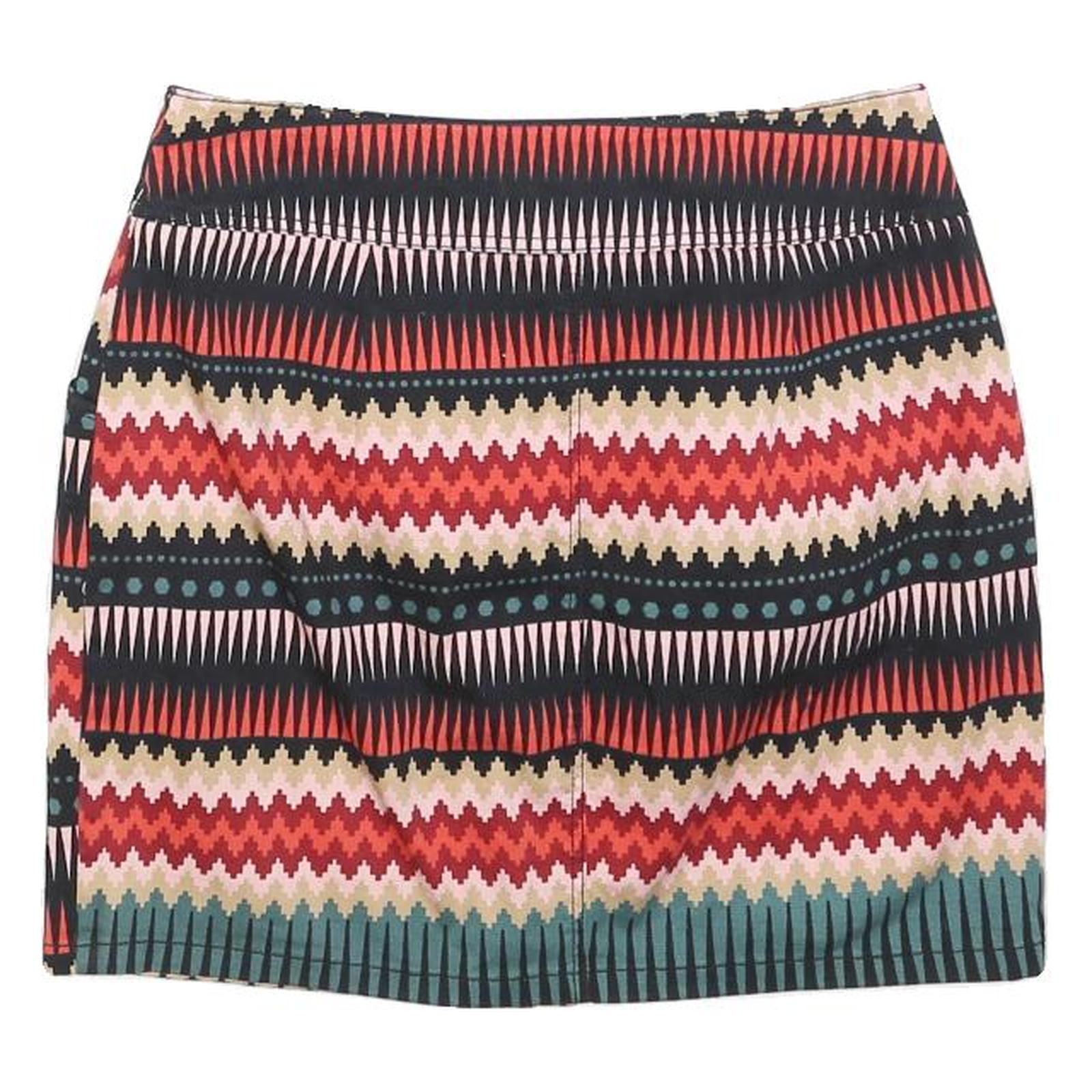 H&M Womens Multicolour Cotton Mini Skirt Tribal Pattern S Stylish Zip Front