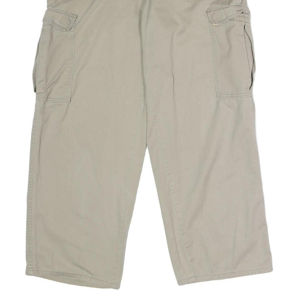 DICKIES Mens Cotton Beige Relaxed Cargo Trousers W38 L32 Workwear Pockets Zip