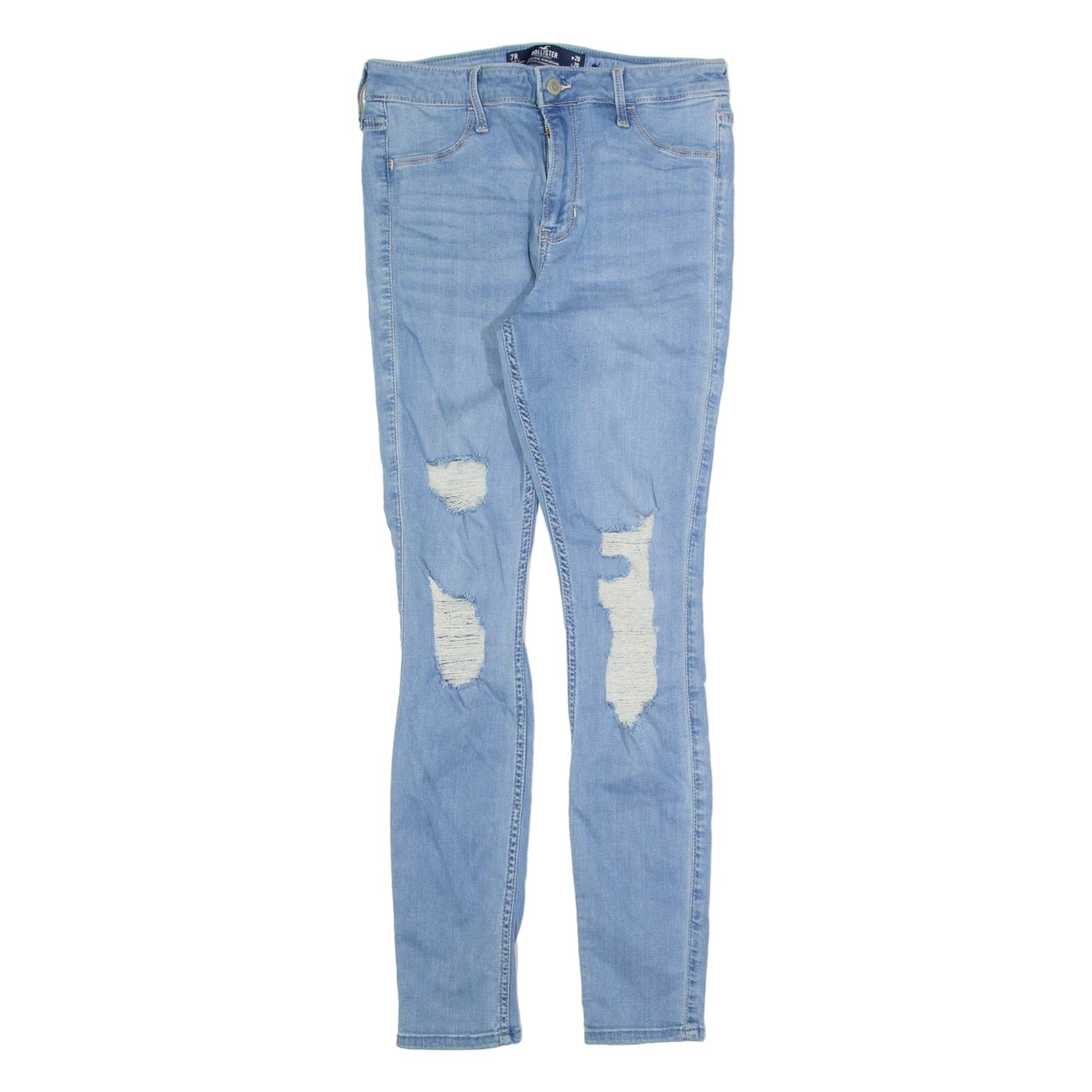 HOLLISTER Distressed Womens Jeans Blue Slim Skinny Stone Wash W28 L28