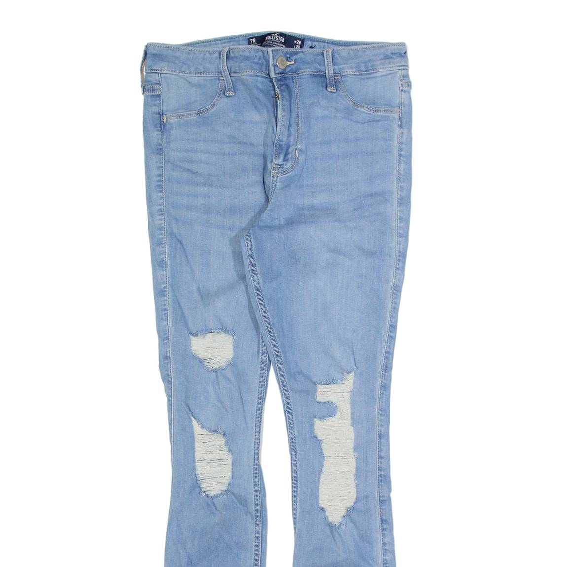HOLLISTER Distressed Womens Jeans Blue Slim Skinny Stone Wash W28 L28
