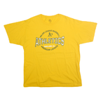 MAJESTIC Mens Yellow Oakland Athletics Graphic T-Shirt XL Short Sleeve Crew Neck