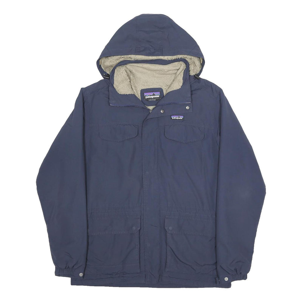 PATAGONIA Mens Blue & Navy Outdoor Jacket L Nylon Hooded Zip Plain Classic Fit