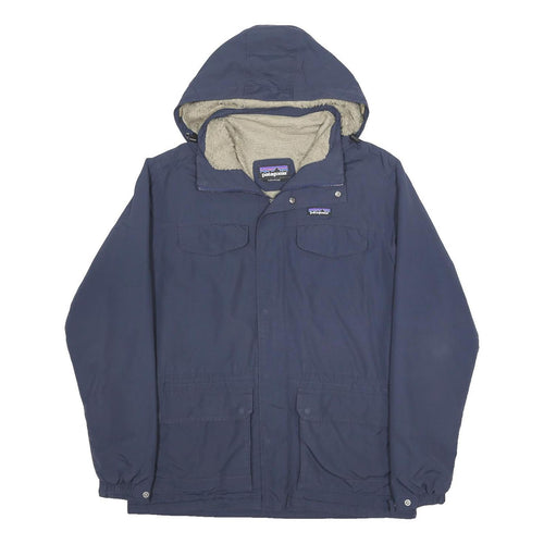 PATAGONIA Mens Blue & Navy Outdoor Jacket L Nylon Hooded Zip Plain Classic Fit