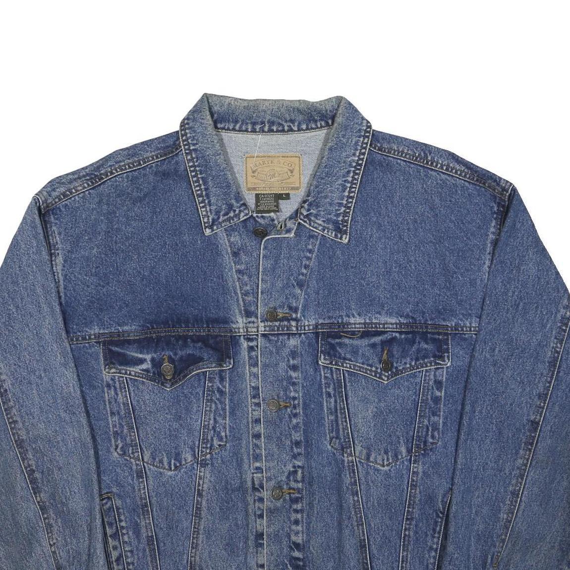 MARYK & CO Mens Blue Denim Button Jacket L Cotton Classic Casual Lightweight