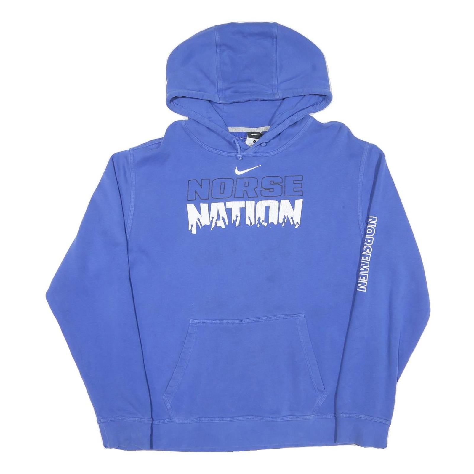 NIKE Mens Blue Norse Nation Pullover Hoodie M Sports Graphic Sweatshirt