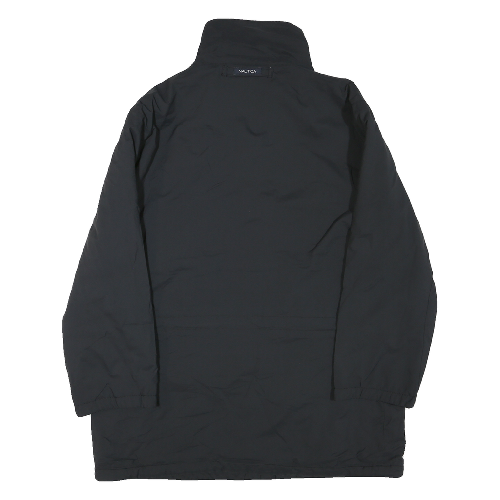 NAUTICA Mens Black Outdoor Jacket L Polyester Blend Plain Zip Pockets