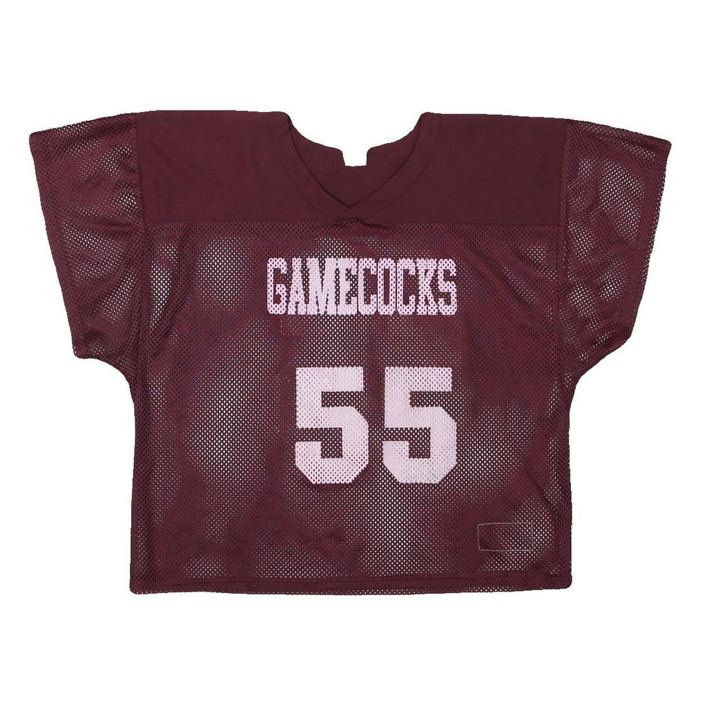 RUSSELL ATHLETIC Womens Maroon Gamecocks Graphic T-Shirt M Short Sleeve V-Neck