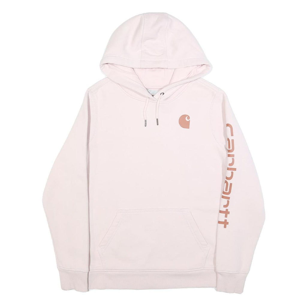 CARHARTT Womens Pink Hoodie L Cotton Blend Pullover Logo Print