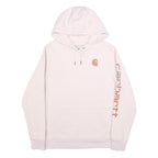 CARHARTT Womens Pink Hoodie L Cotton Blend Pullover Logo Print