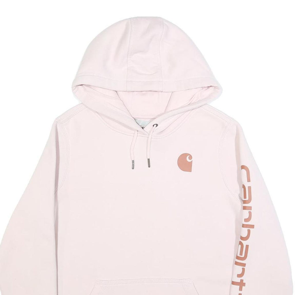 CARHARTT Womens Pink Hoodie L Cotton Blend Pullover Logo Print