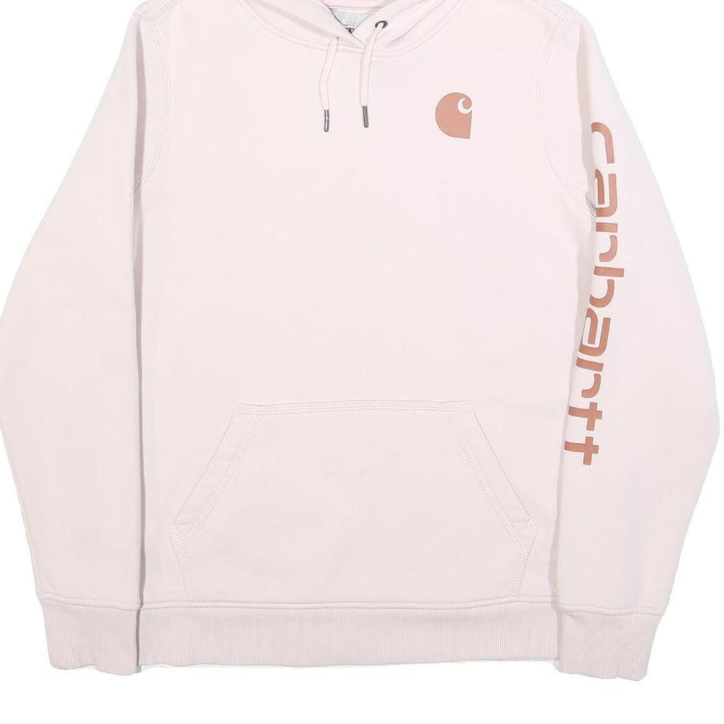 CARHARTT Womens Pink Hoodie L Cotton Blend Pullover Logo Print