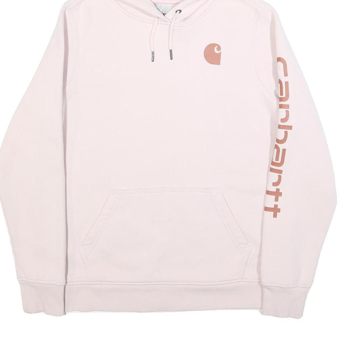 CARHARTT Womens Pink Hoodie L Cotton Blend Pullover Logo Print
