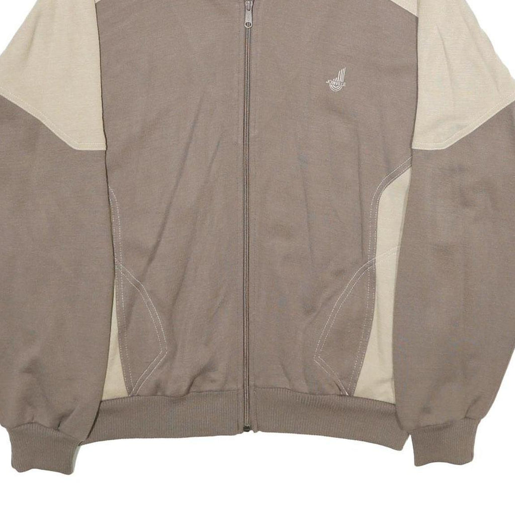 JOINVILLE Mens Beige & Brown Zip Jacket XL Wool Blend Plain Sports Casual