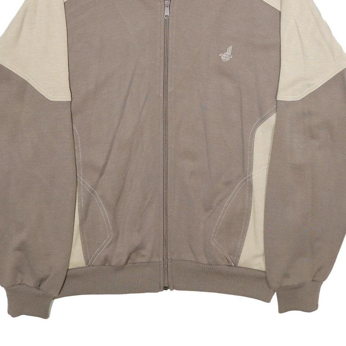 JOINVILLE Mens Beige & Brown Zip Jacket XL Wool Blend Plain Sports Casual