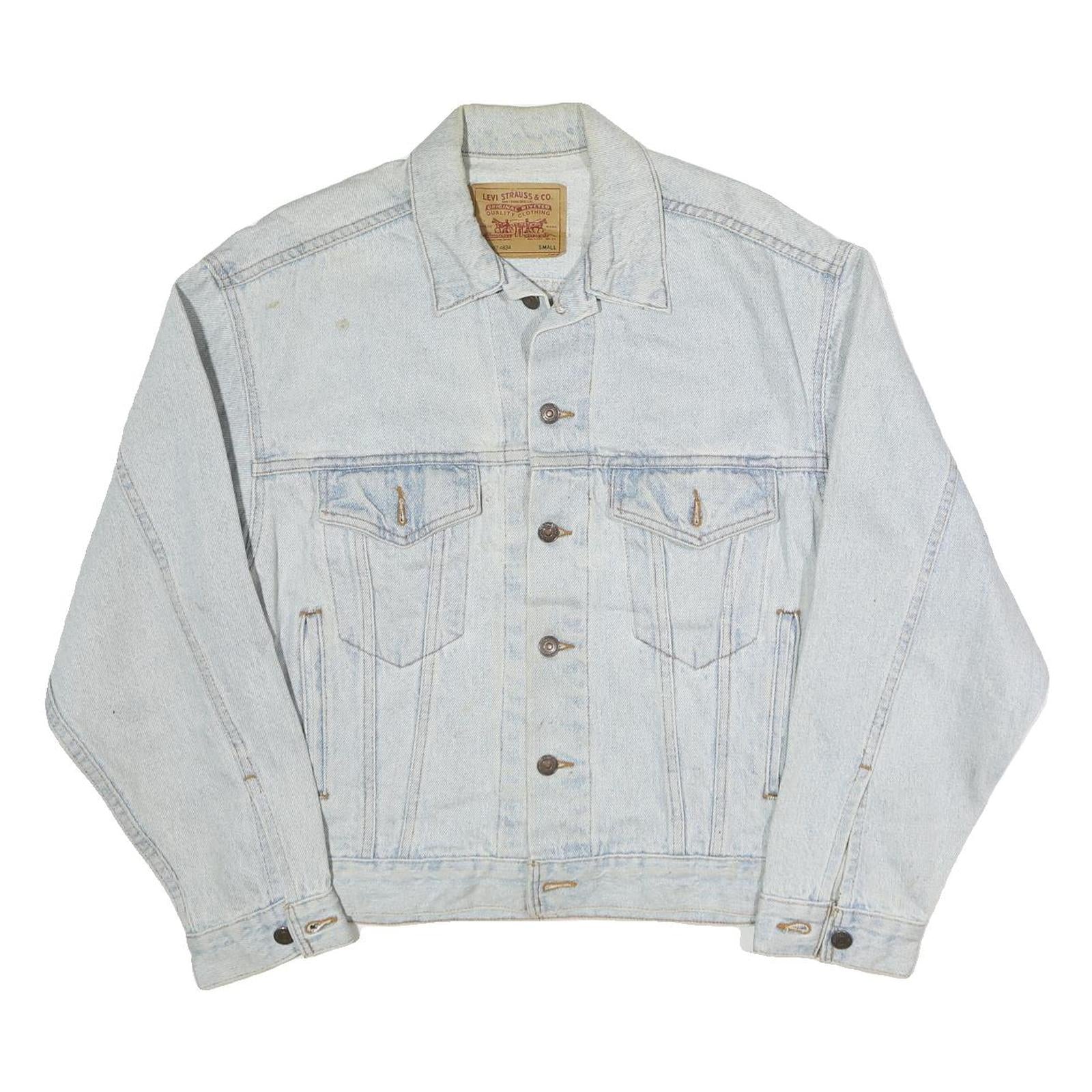 LEVI'S Mens Blue Cotton Blend Denim Jacket S Button Closure Classic Fit