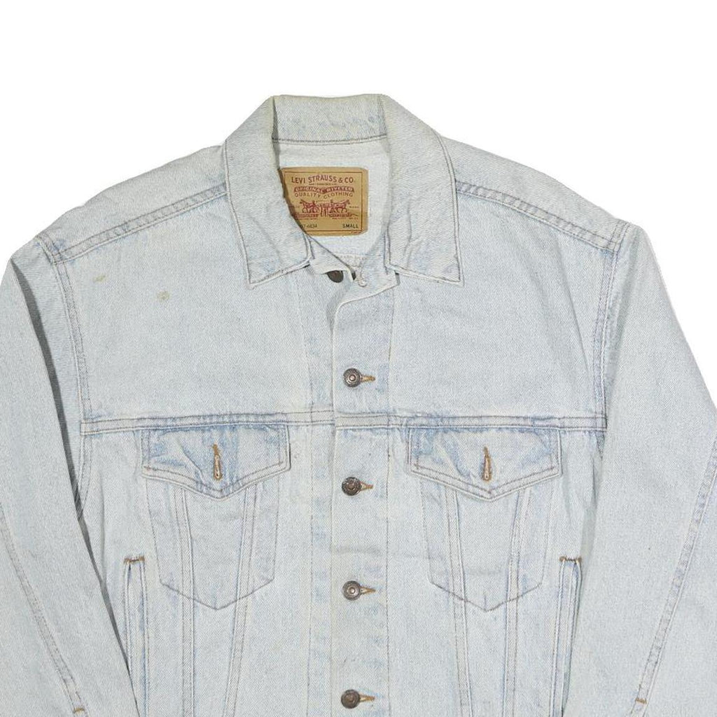 LEVI'S Mens Blue Cotton Blend Denim Jacket S Button Closure Classic Fit