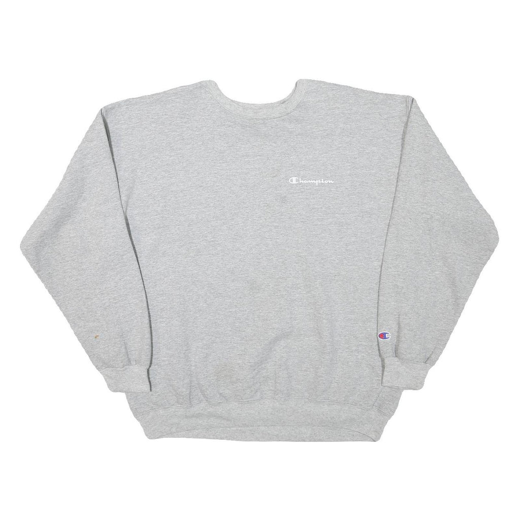 CHAMPION Mens Grey Cotton Blend Crew Neck L Sweatshirt Logo Embroidered