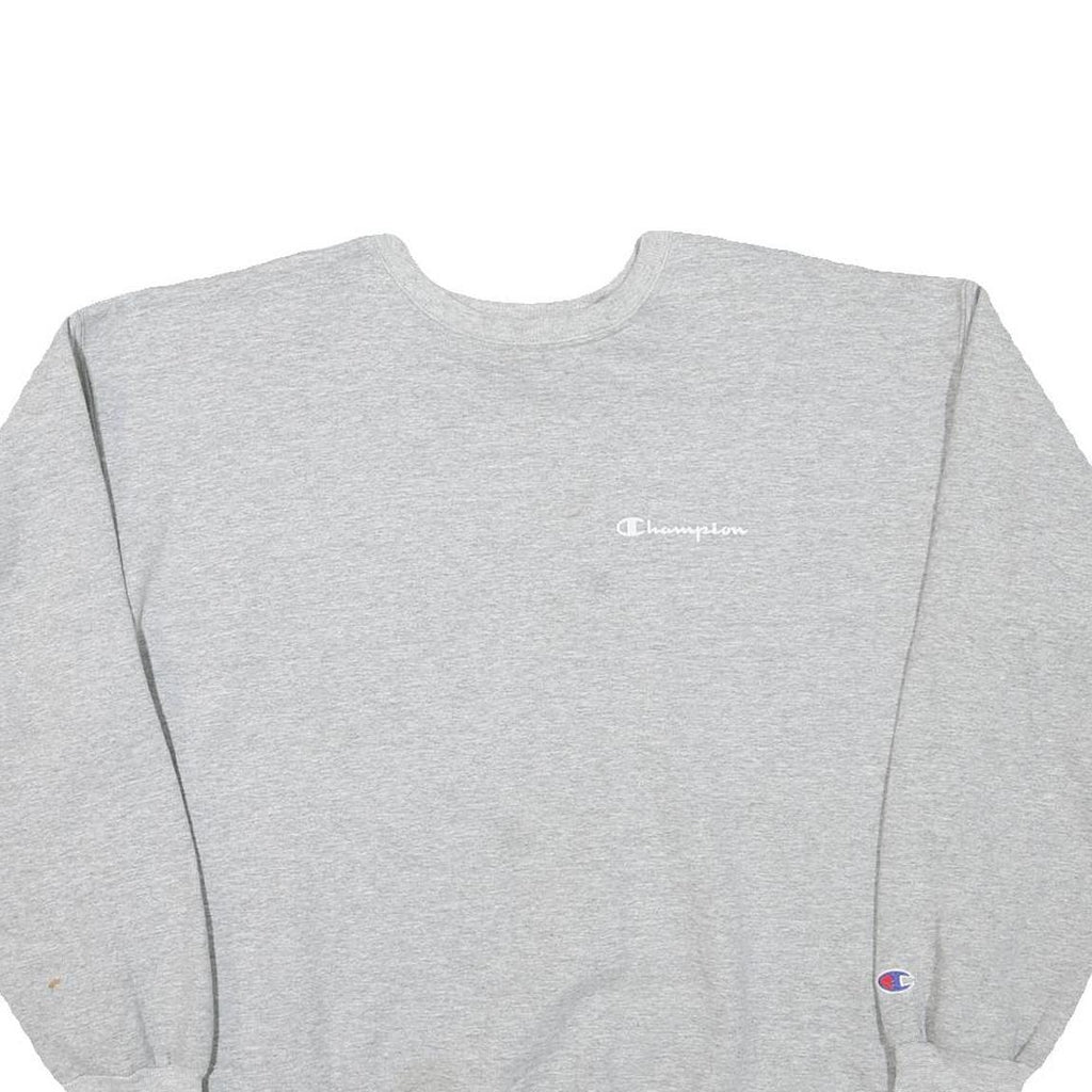CHAMPION Mens Grey Cotton Blend Crew Neck L Sweatshirt Logo Embroidered