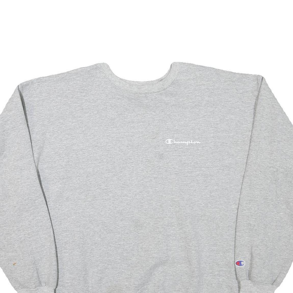 CHAMPION Mens Grey Cotton Blend Crew Neck L Sweatshirt Logo Embroidered