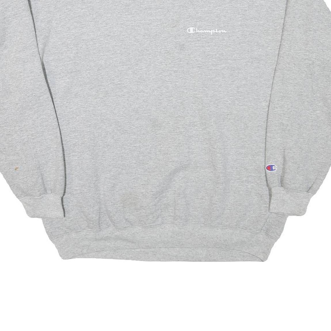 CHAMPION Mens Grey Cotton Blend Crew Neck L Sweatshirt Logo Embroidered