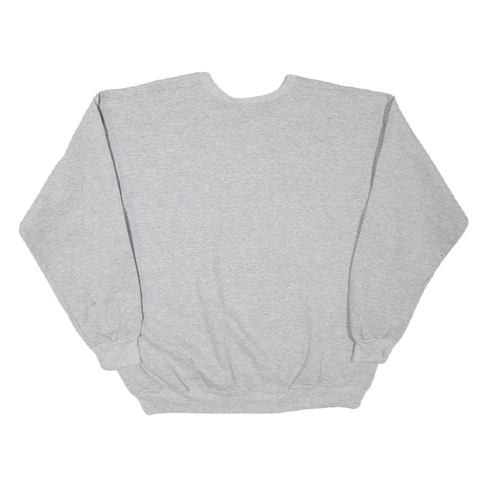 CHAMPION Mens Grey Cotton Blend Crew Neck L Sweatshirt Logo Embroidered