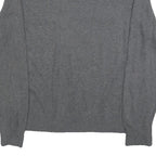TOMMY HILFIGER Mens Grey Plain Cotton Blend Jumper V-Neck Basic Knit M Classic