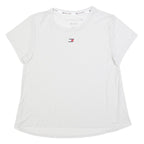 TOMMY HILFIGER Womens White T-Shirt L Short Sleeve Crew Neck Logo Print