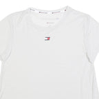 TOMMY HILFIGER Womens White T-Shirt L Short Sleeve Crew Neck Logo Print