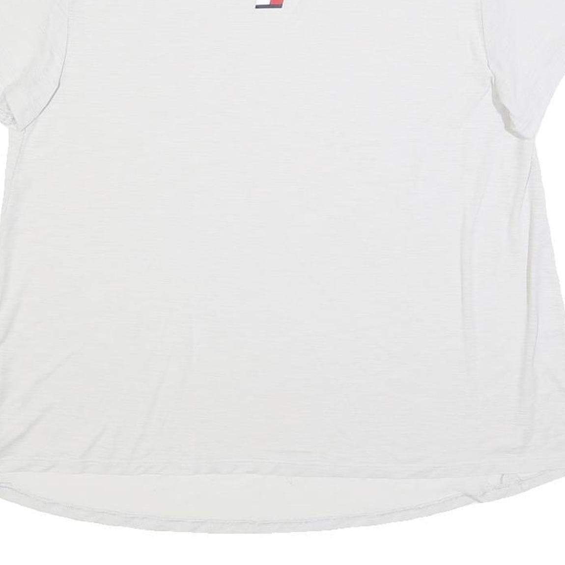 TOMMY HILFIGER Womens White T-Shirt L Short Sleeve Crew Neck Logo Print